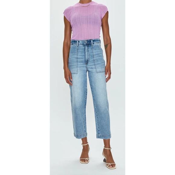 Pistola Denim - Pistola Turner Super-High Rise Barrel Leg Womens Jeans Provence Blue Size 31 NEW